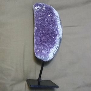 Amethyst large piece with iron stand